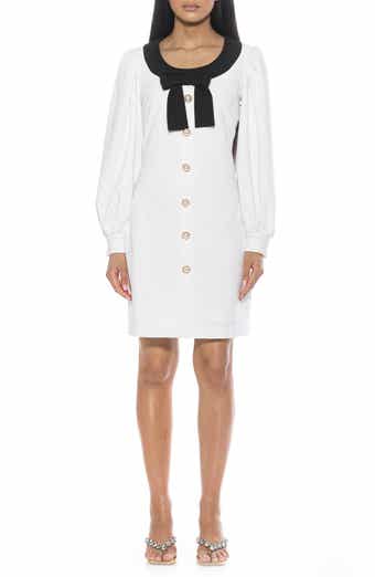 Alexia Admor Miyako Imitation Pearl Button Long Sleeve Dress