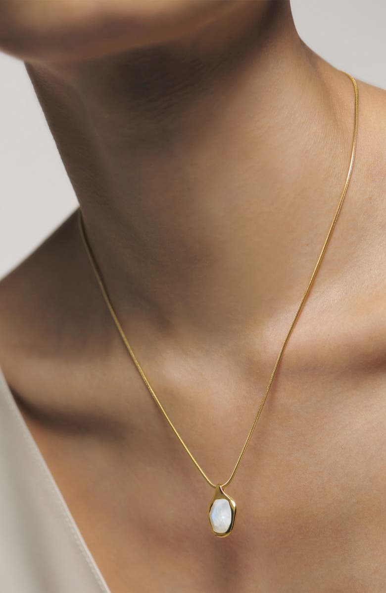 Monica Vinader Odyssey Stone Pendant Necklace, Alternate, color, Yellow Gold