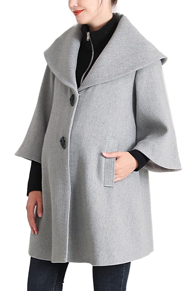 Aanya Maternity  A-Line Wool Coat with Removable Bib, Alternate, color, Gray