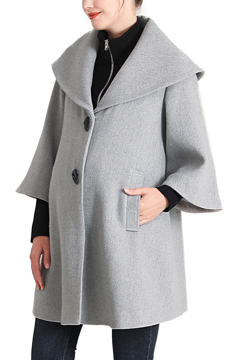 Kimi & Kai Aanya Maternity  A-Line Wool Coat with Removable Bib, Alternate, color, Gray