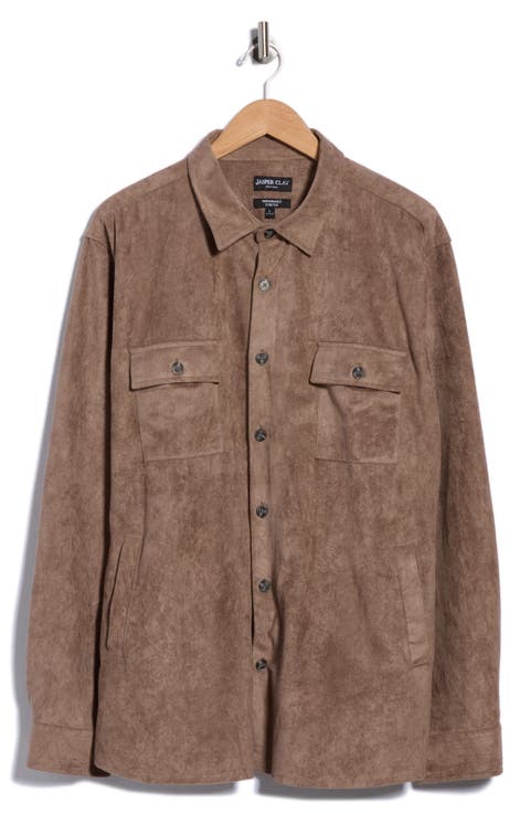 Faux Suede Shirt Jacket