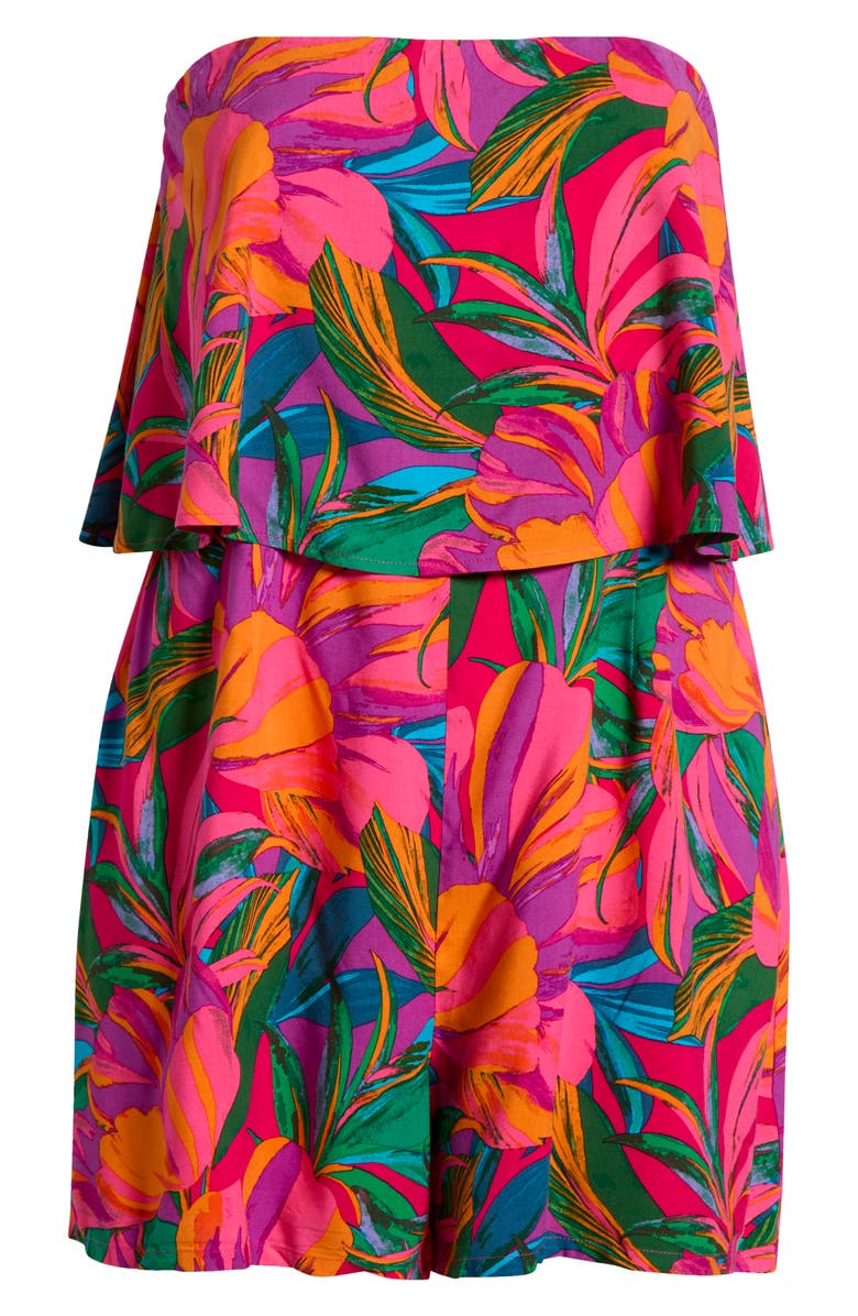 SUGARLIPS Beal Tropical Strapless Romper, Alternate, color, Green-Orange-Multi