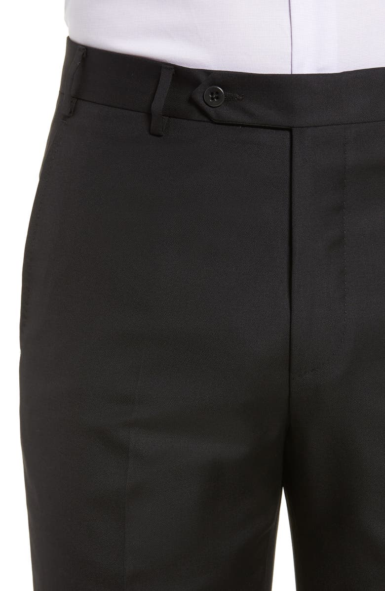 Zanella Todd Relaxed Fit Flat Front Solid Wool Dress Pants, Alternate, color, 