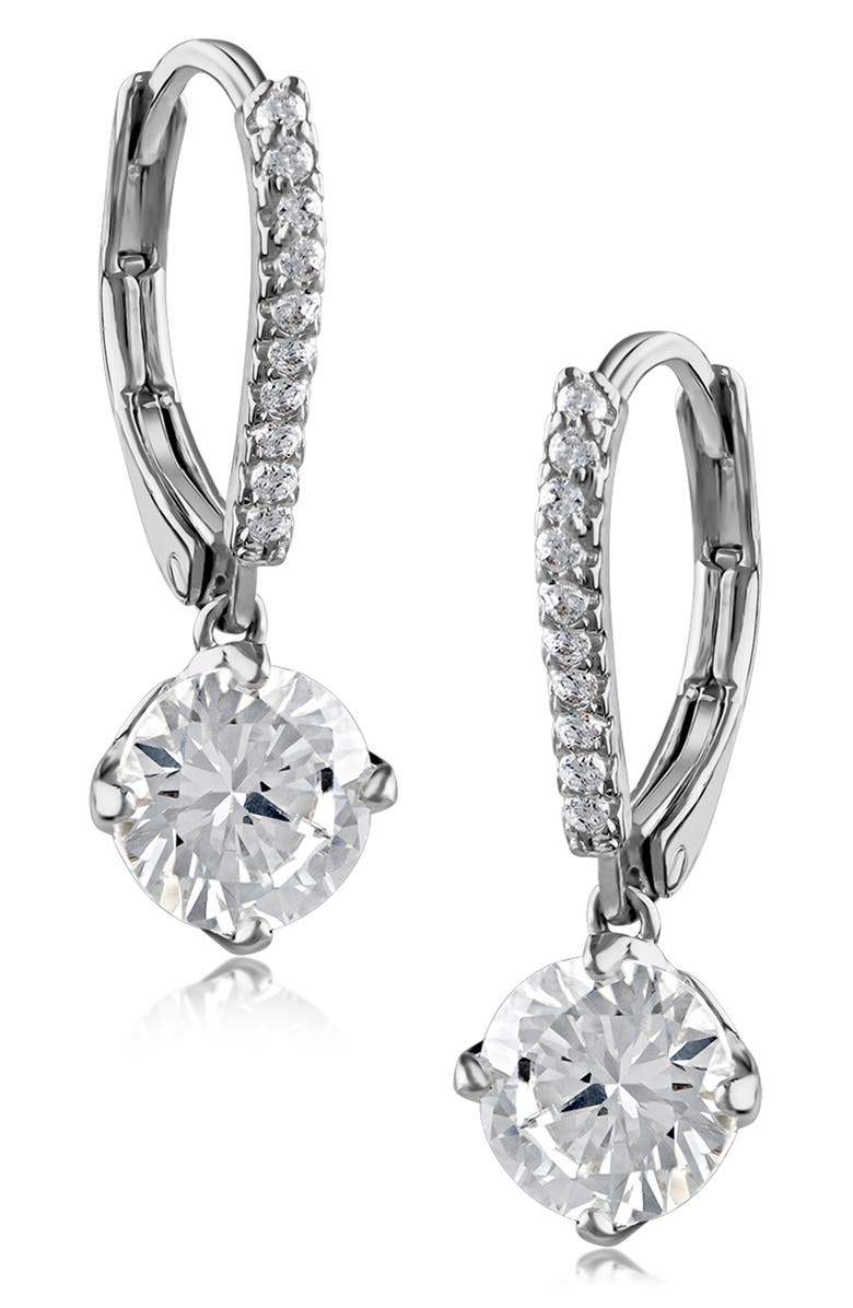 CZ by Kenneth Jay Lane CZ Drop Earrings, Main, color, Clear/ Silver