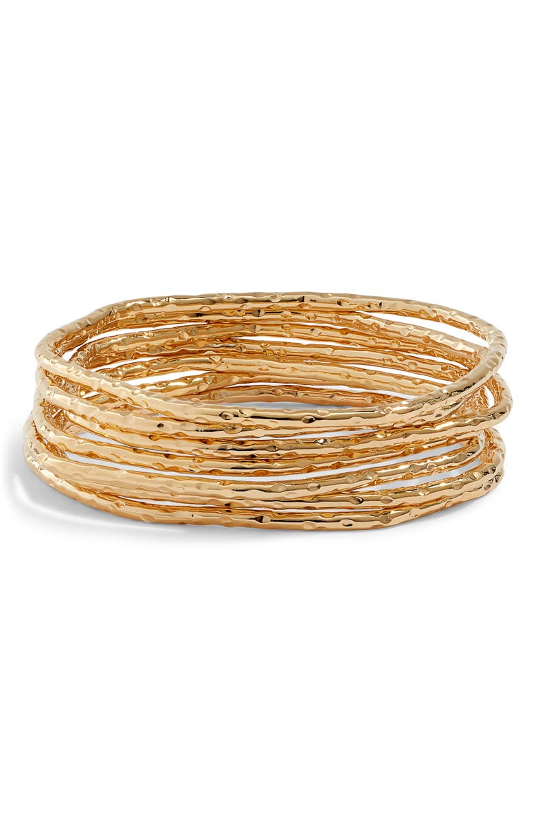 SOKO Nyundo Set of 7 Stacking Bracelets, Main, color, Gold