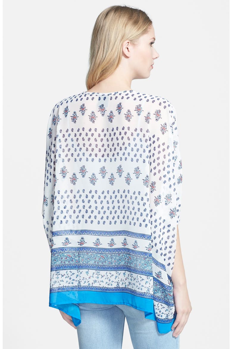 Print Poncho Top, Alternate, color, WHITE/ BLUE