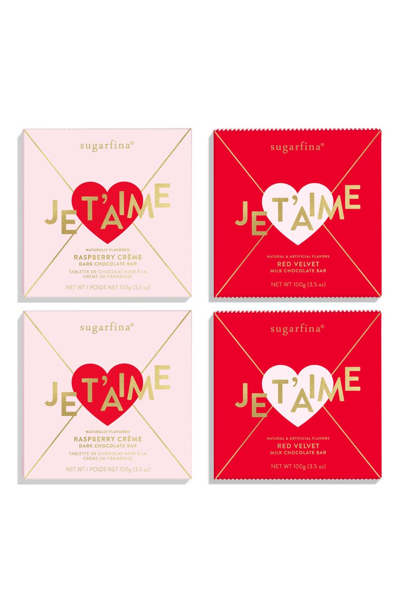 sugarfina Valentine's Day Set of 4 Assorted Chocolate Bars, Main, color, 