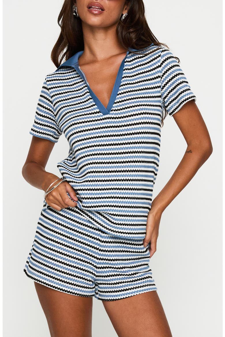 On Vacation Open Stitch Top & Shorts Set, Main, color, BLUE STRIPE