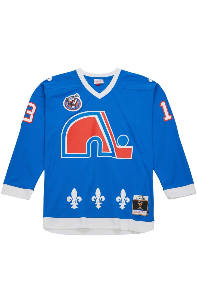 Mitchell & Ness Men's Mitchell & Ness Mats Sundin Blue Quebec Nordiques Vintage Hockey 1992/93 Blue Line Player Jersey, Alternate, color,