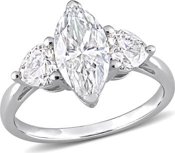 Moissanite Marquise Heart 3-Stone Ring