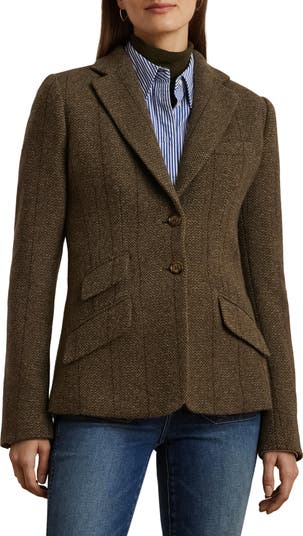 Lauren Ralph Lauren Wool Blend Herringbone Tweed Blazer | Nordstrom