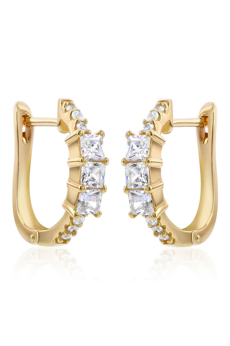 Cubic Zirconia Huggie Hoop Earrings, Alternate, color, YELLOW GOLD