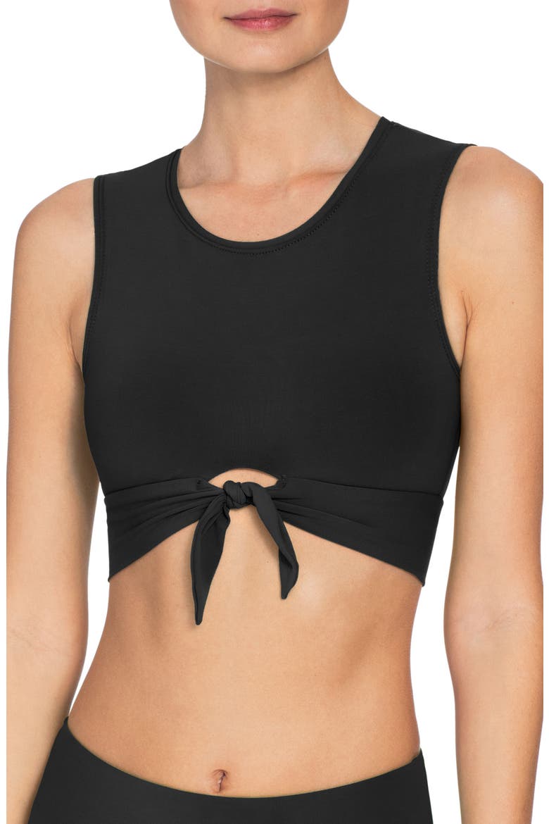 Ava Longline Knot Front Bikini Top, Main, color, BLACK
