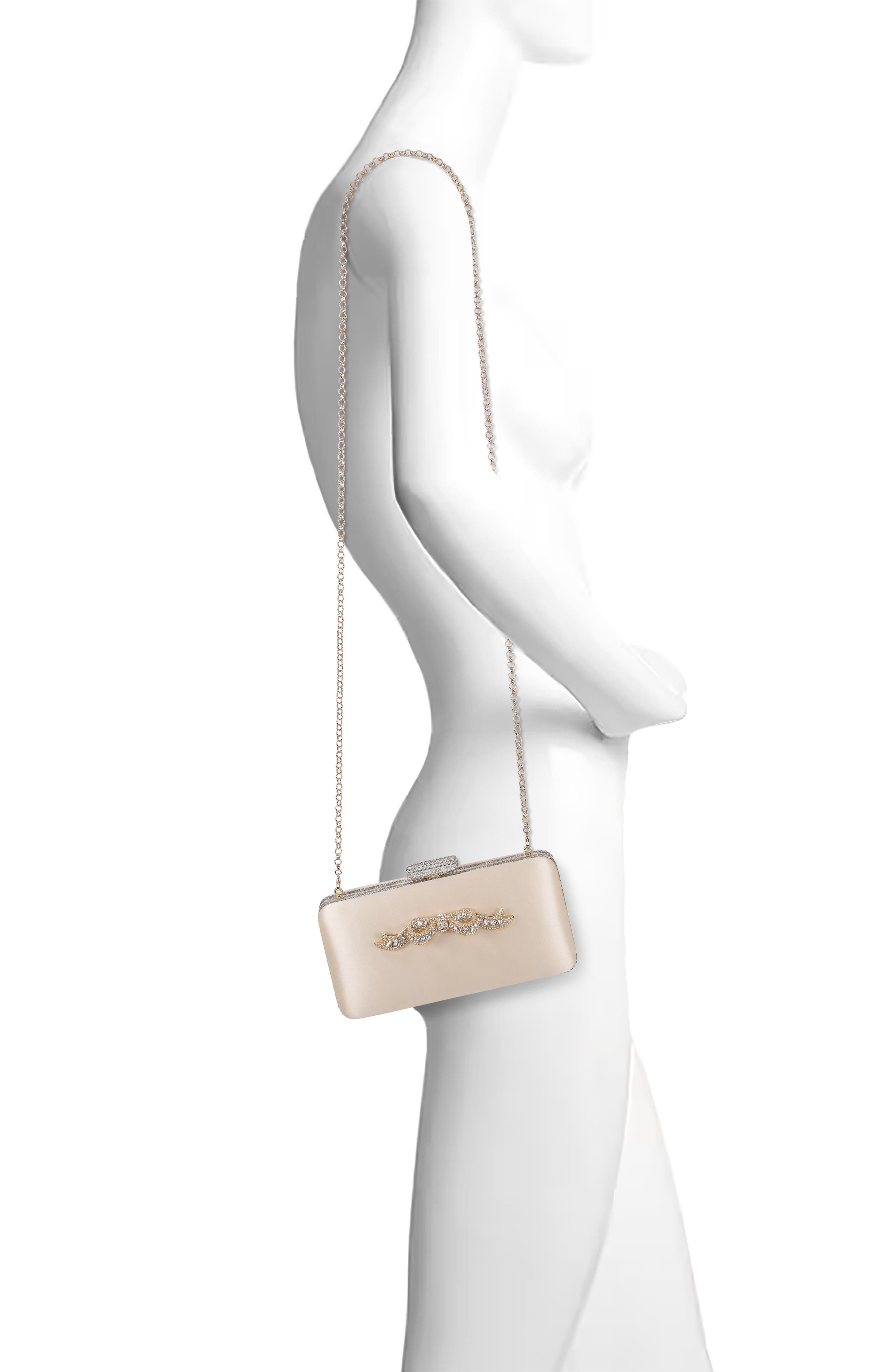 Lexi Crystal Bow Minaudiere, Alternate, color, Ivory