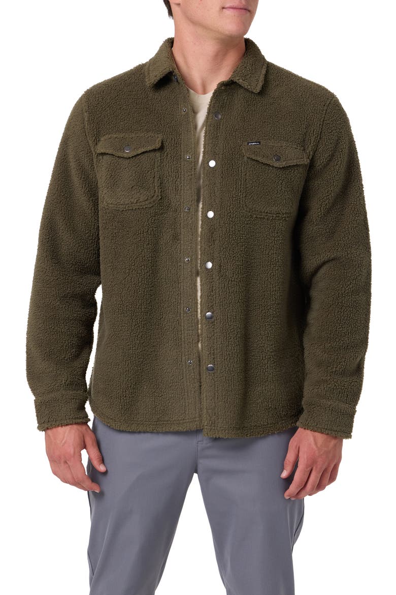 Glacier Solid Superfleece Snap-Up Overshirt, Main, color, ARMY