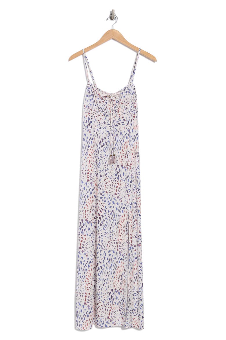 Tie Keyhole Maxi Dress, Alternate, color, NATURAL/ INK