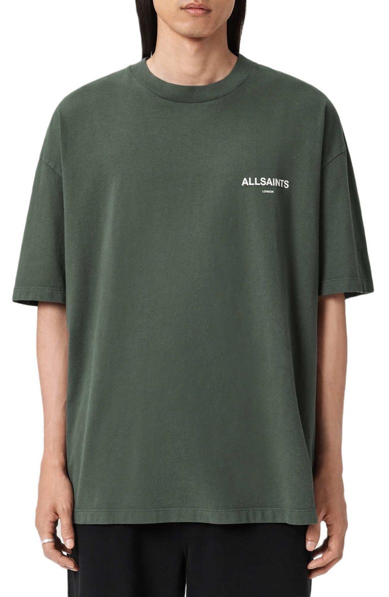 AllSaints Halcyon Oversize Cotton Graphic T-Shirt, Main, color, Garnet Green
