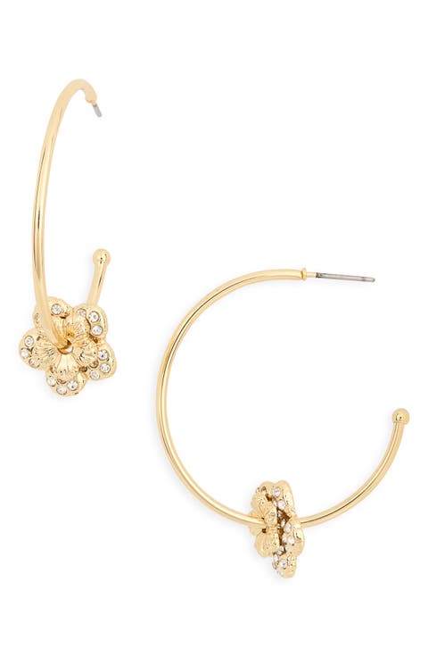 Flower Detail Hoop Earrings