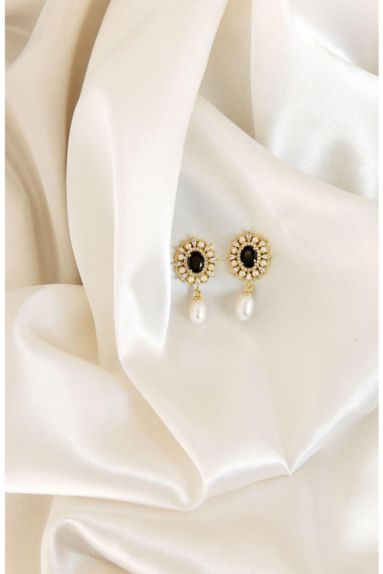 Gilded Pearl Drop Earrings, Alternate, color, Gold