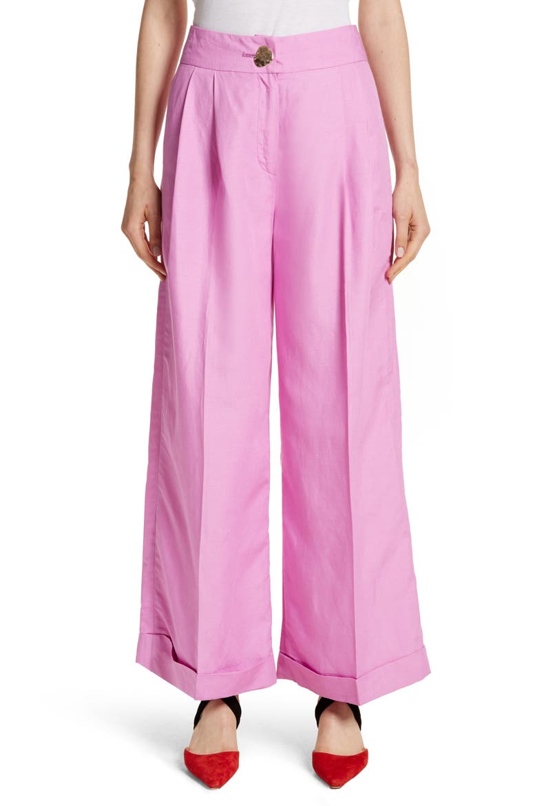 Wide Leg Rayon & Linen Pants, Main, color, LINEN TAFFY PINK