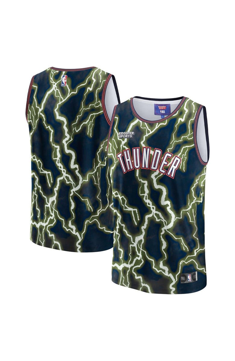 NBA X KIDSUPER Unisex NBA & KidSuper Studios by Fanatics Black Oklahoma City Thunder Hometown Jersey, Main, color, Black