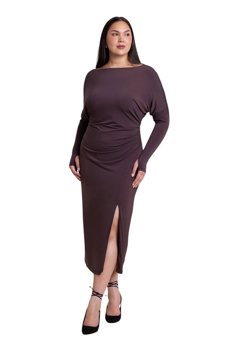 Low Back Jersey Maxi Dress (plus), Main, color, RAISIN