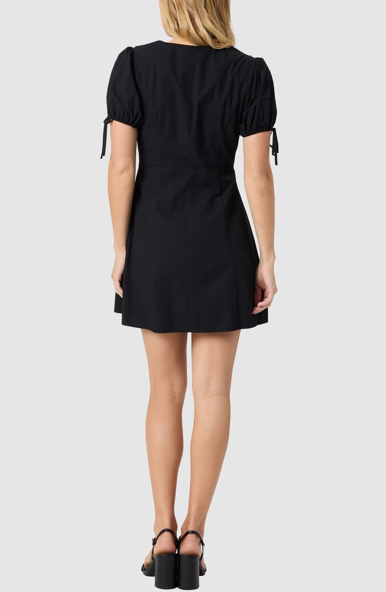 Lush Collared Puff Sleeve Cotton Shirtdress, Alternate, color, Black
