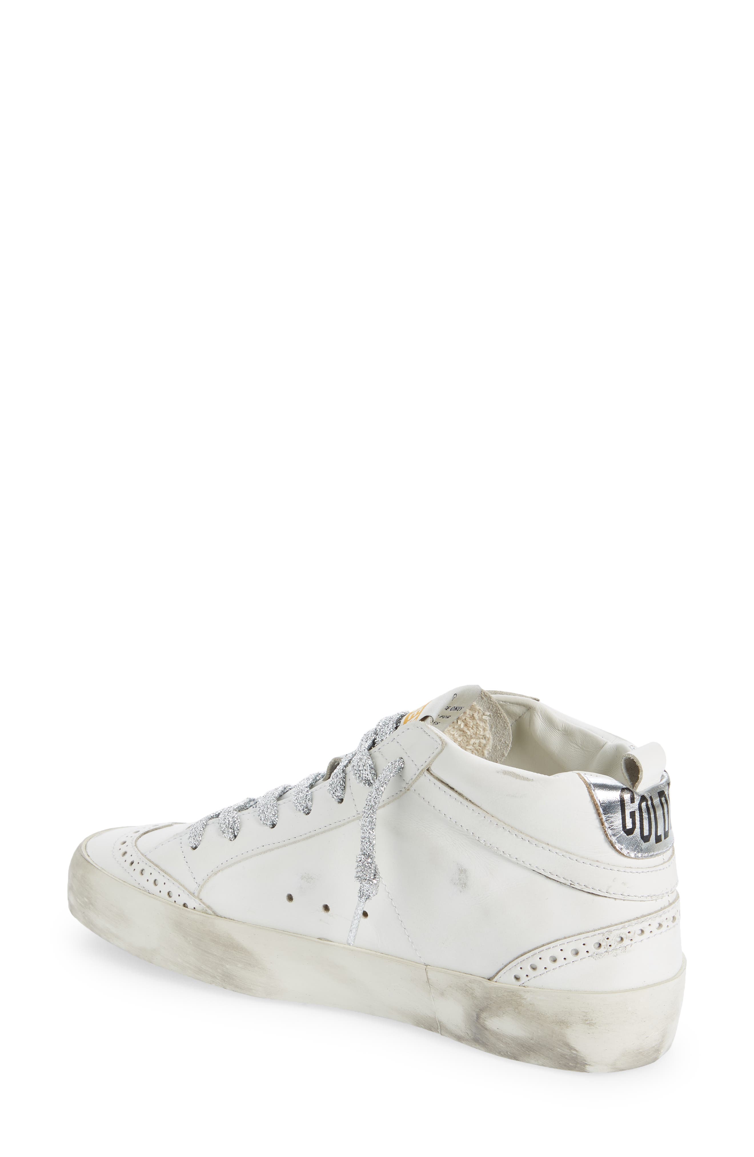 Golden Goose Mid Star Sneaker, Alternate, color, White/ Black/ Silver