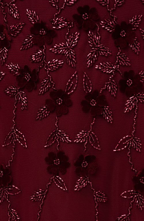 Adrianna Papell Embellished Mesh Overlay Gown In Red