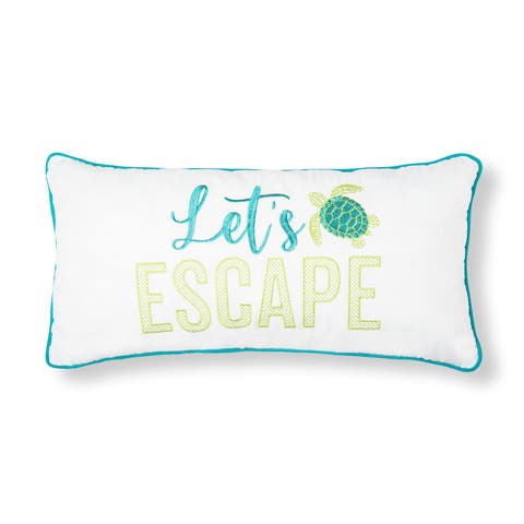 Let's Escape Embroidered Throw Pillow, 12" x 24" Decorative Accent Covers For Couch And Bed