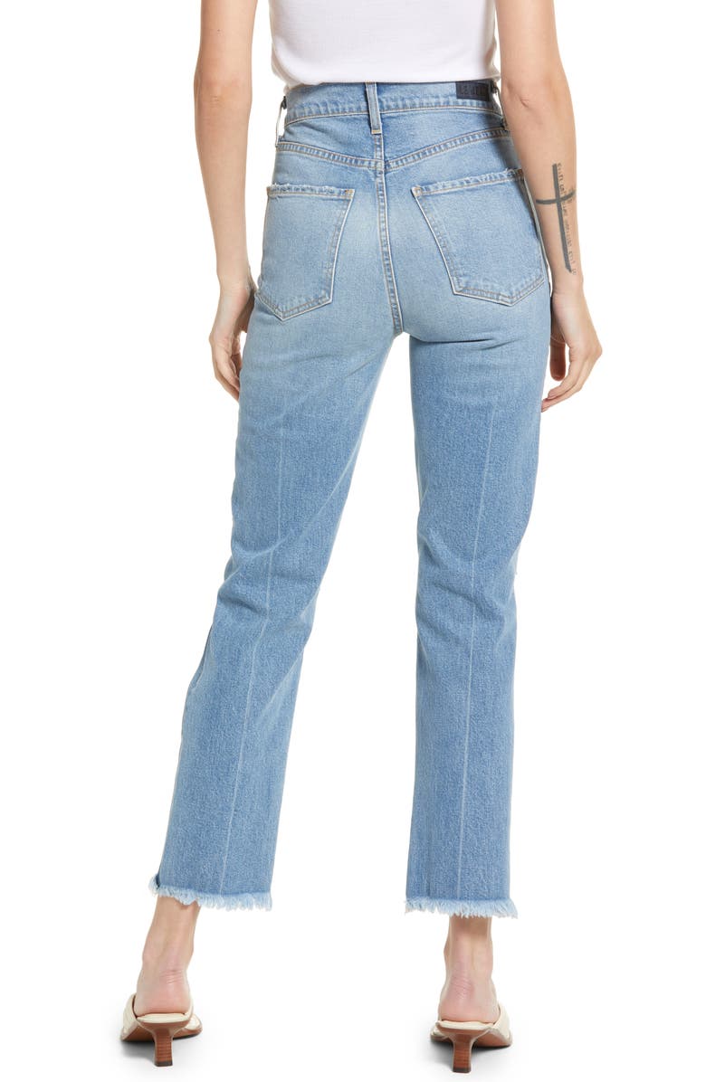 Le Jean Sabine Ripped High Waist Straight Leg Jeans, Alternate, color,
