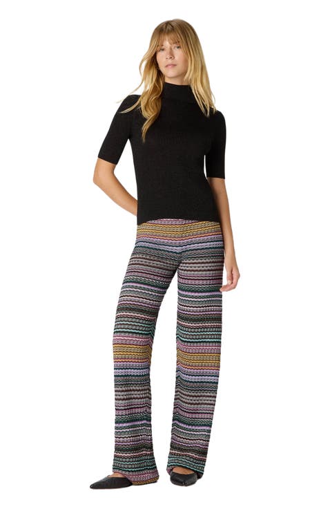 Straight Long Pants With Stripes