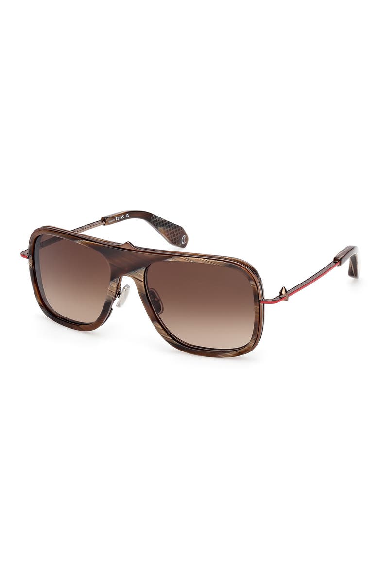 58mm Navigator Sunglasses, Alternate, color, BROWN HORN / BRONZE RED