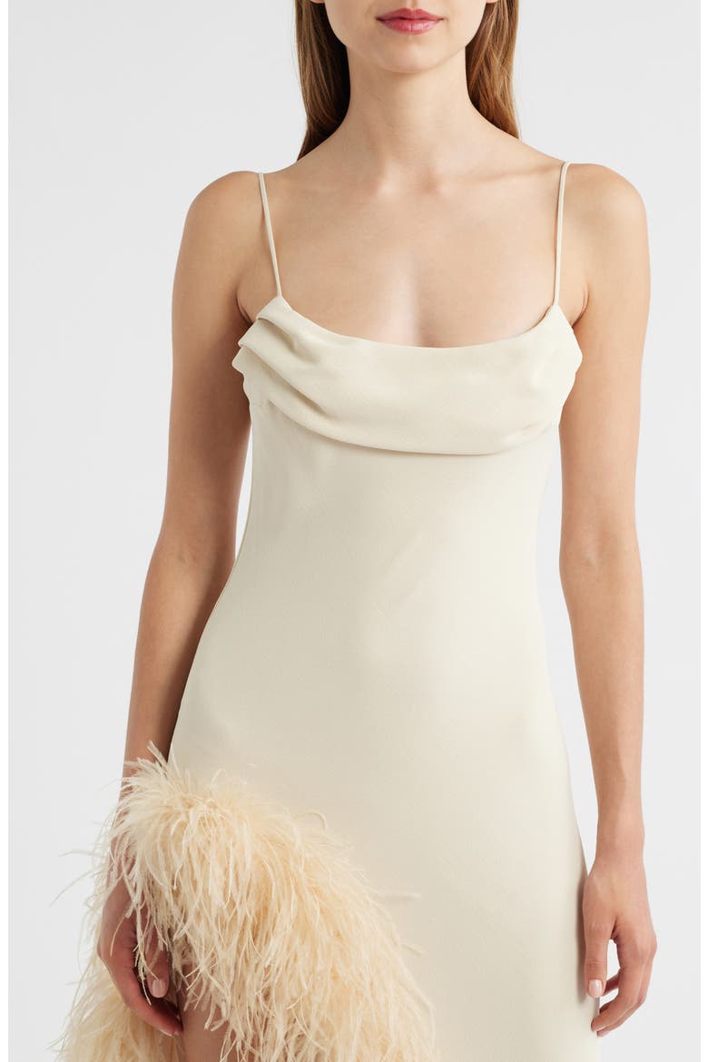 Jacqueline Feather Slit Gown, Alternate, color, IVORY