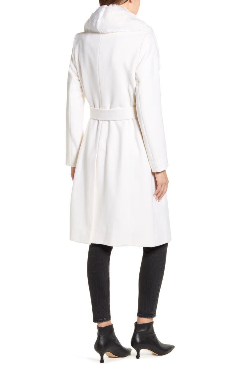 Rachel Parcell Faux Fur Collar Wool Blend Coat, Alternate, color,