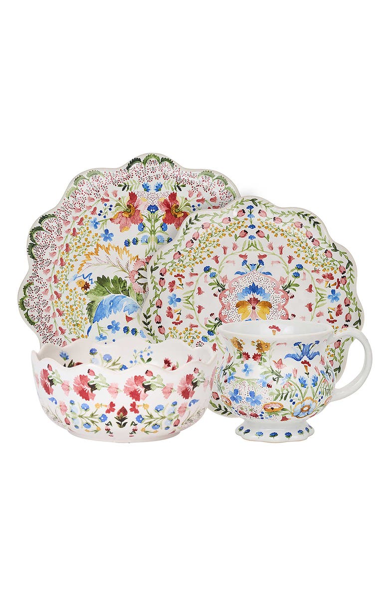 Juliska Sofia 4-Piece Dinnerware Set, Main, color, White Multi