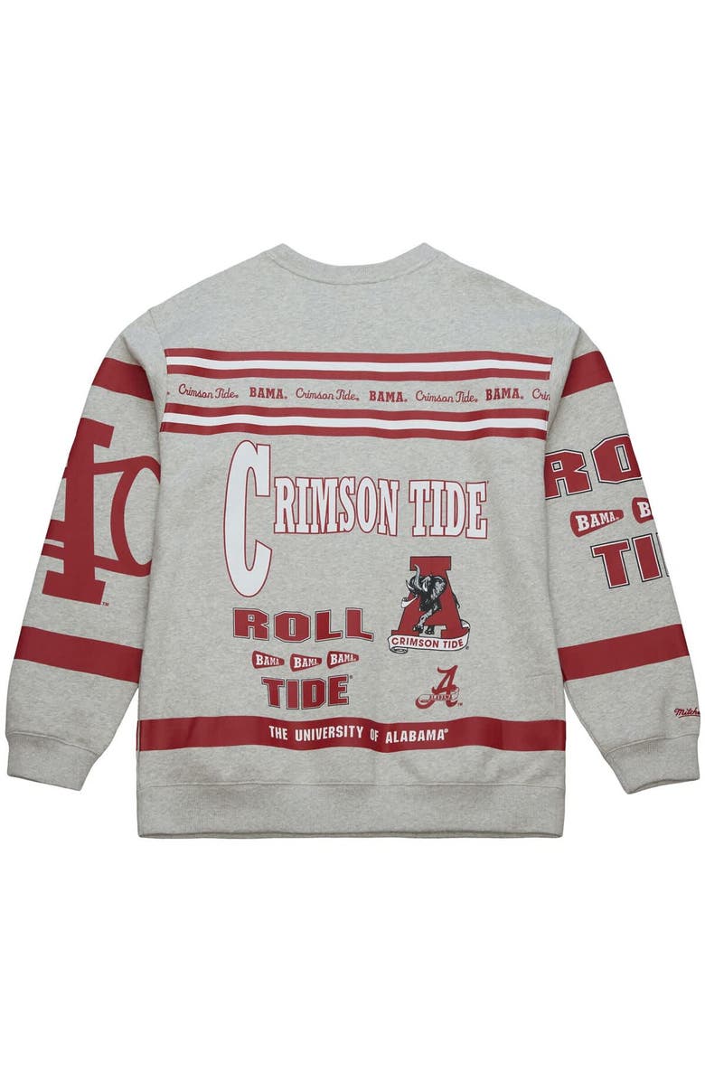 Mitchell & Ness Men's Mitchell & Ness Heather Gray Alabama Crimson Tide All Over Print Sweatshirt, Alternate, color, Heather Gray