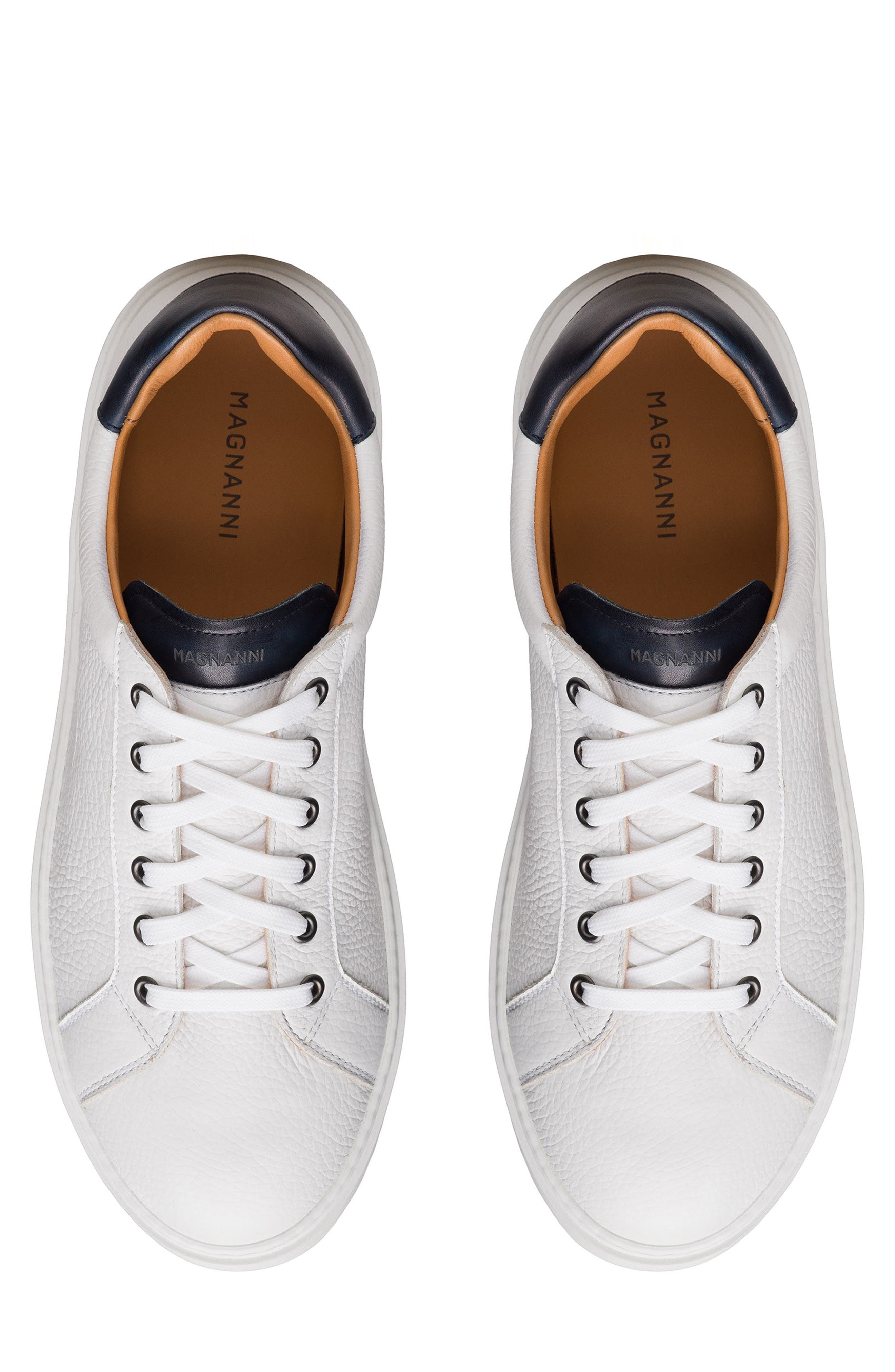 Magnanni Camino Low Leather Sneaker, Alternate, color, Rugo White / Navy