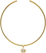 BY ADINA EDEN Colored CZ Oval Bezel/ Solid Tube Open Collar Pendant Necklace