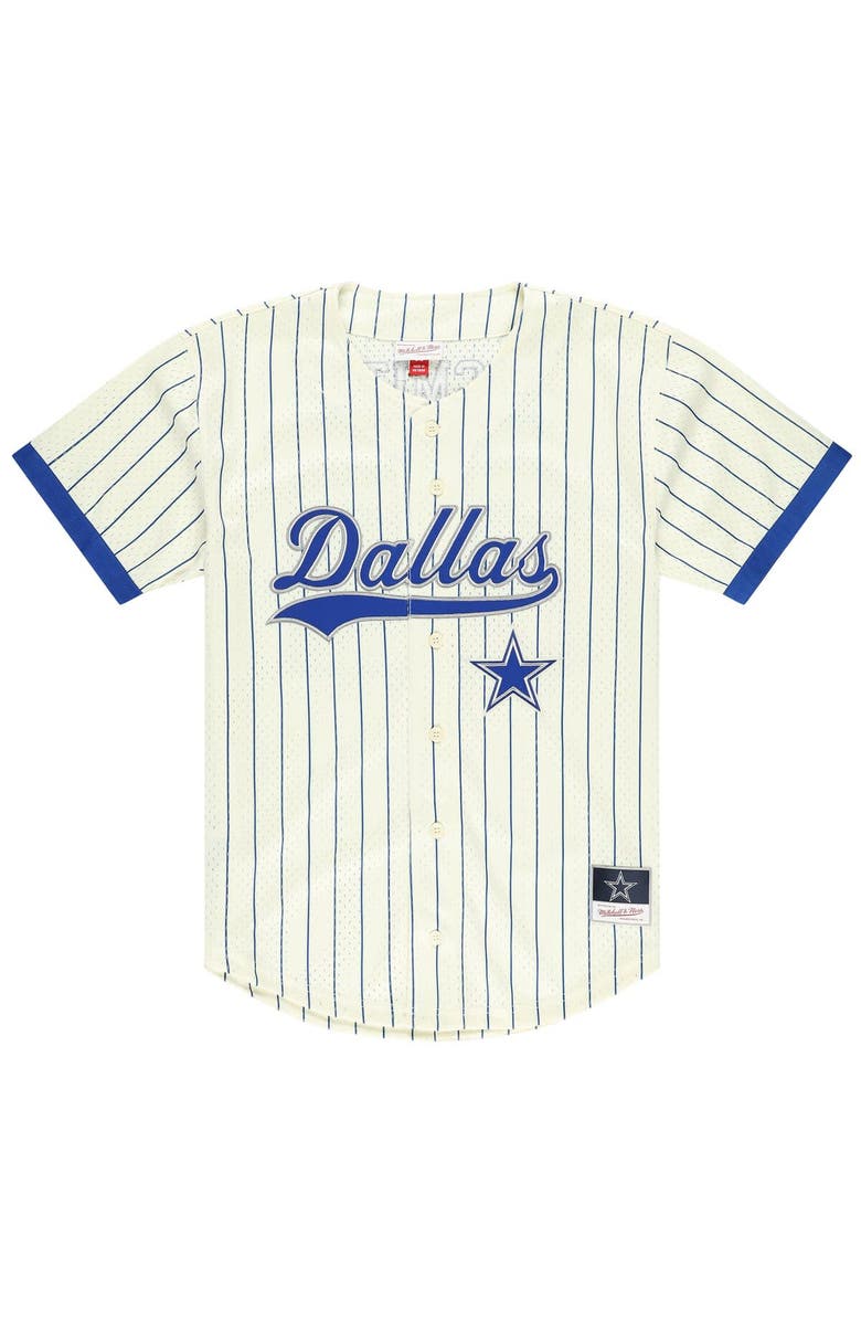 Mitchell & Ness Men's Mitchell & Ness Emmitt Smith Cream Dallas Cowboys Name & Number Mesh Button-Up Baseball Jersey, Alternate, color, Cream