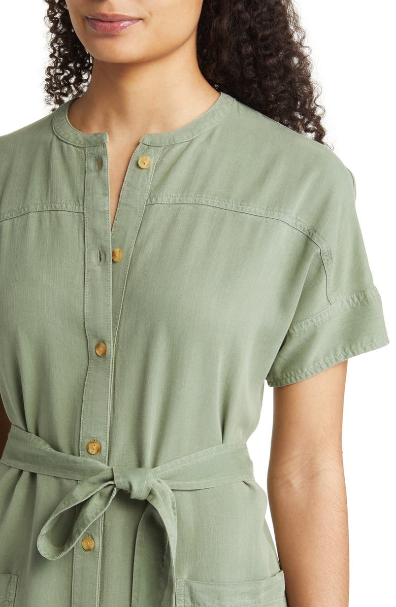 Caslon<sup>®</sup> Tie Waist Shirtdress, Alternate, color, Green Dune