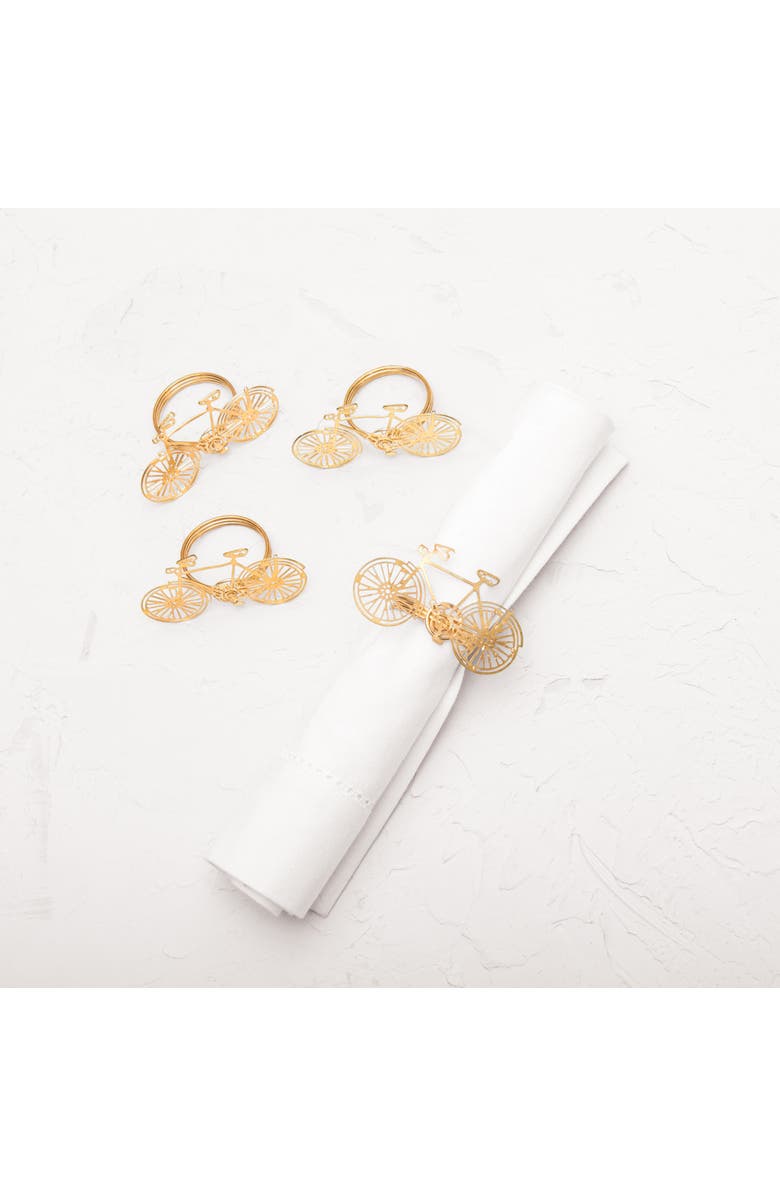 carol & frank Bicycle Easter Gold Handcrafted Napkin Ring, Main, color, Gold