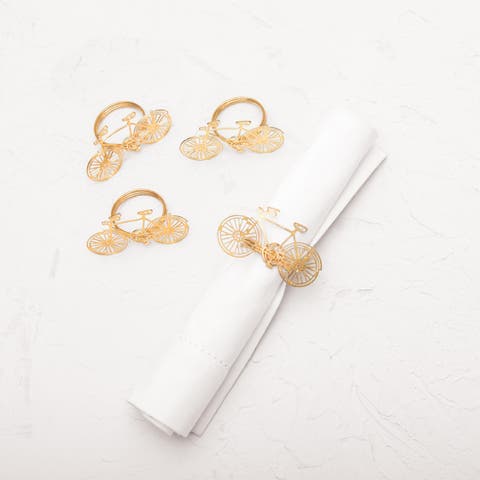 Bicycle Easter Gold Handcrafted Napkin Ring