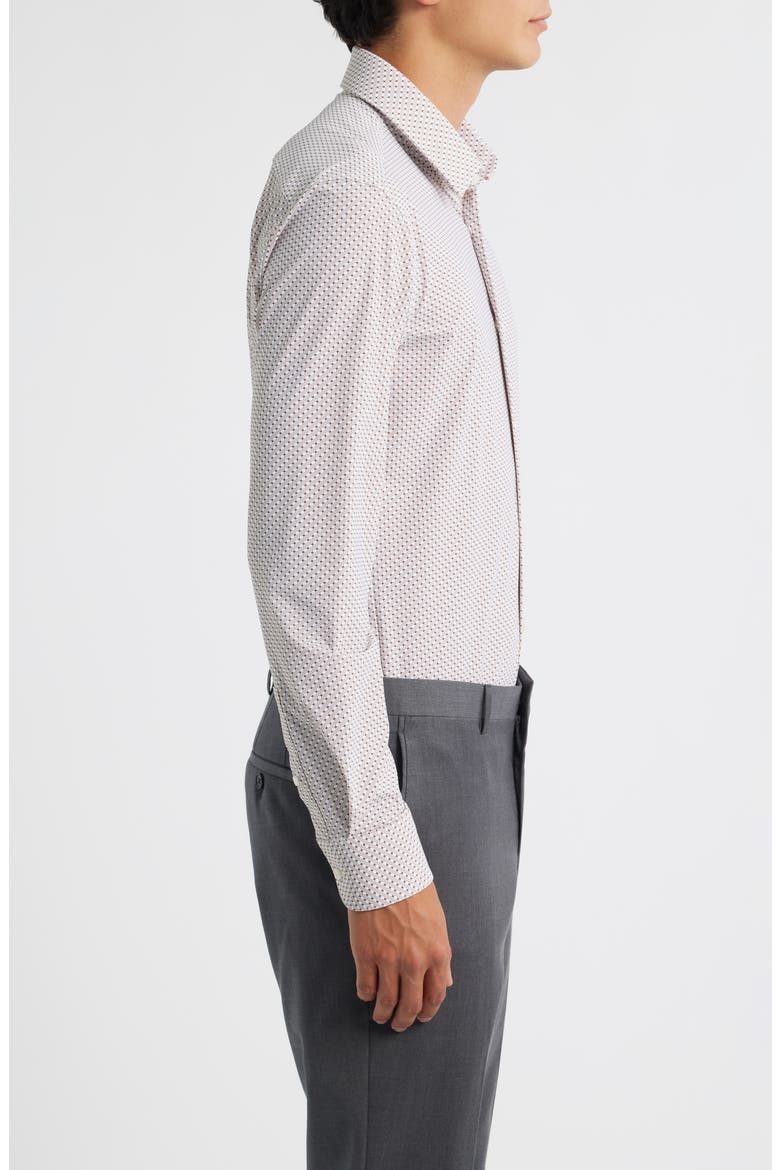 Hank Kent Slim Fit Grid Performance Twill Dress Shirt, Alternate, color, MEDIUM BROWN