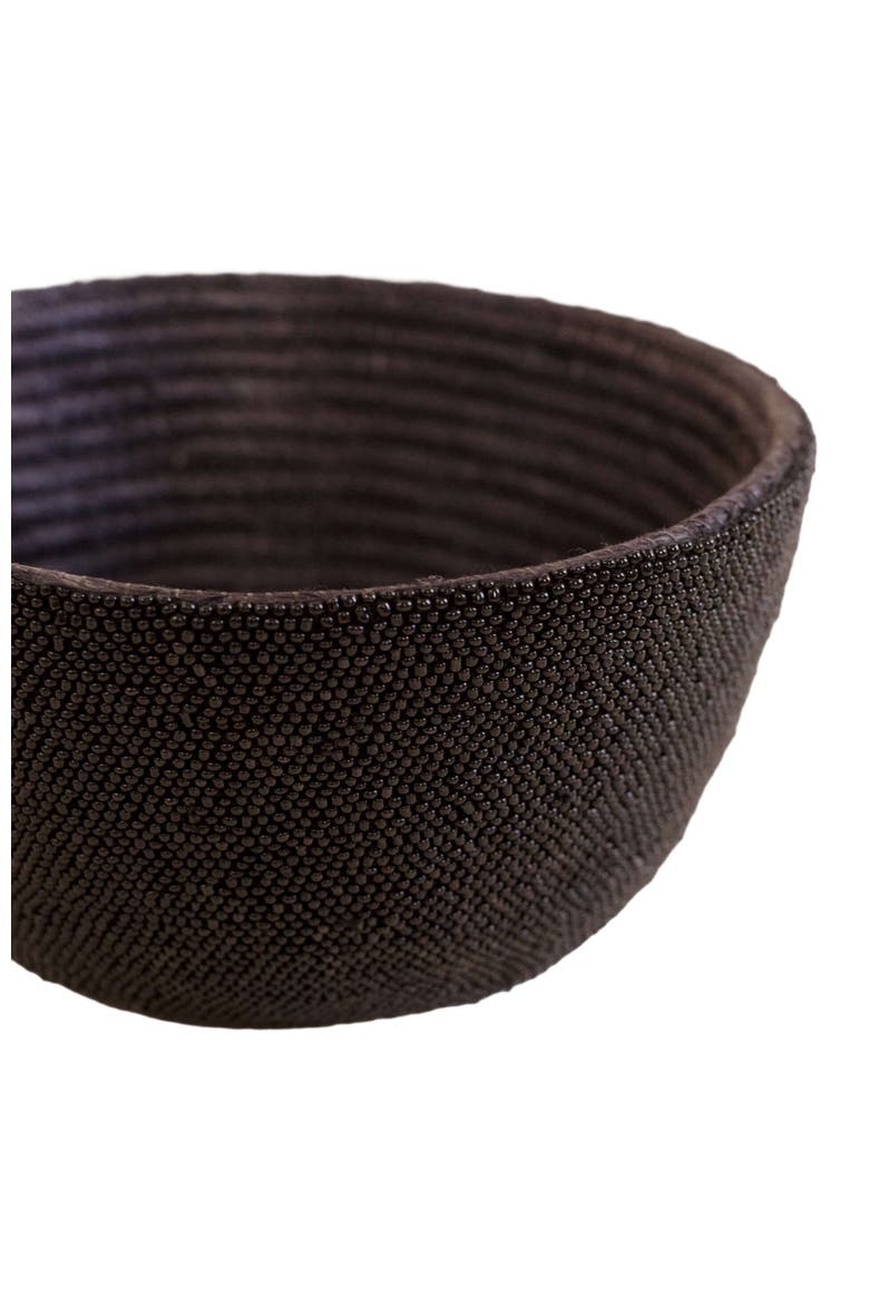 Small Beaded Bowl, Alternate, color, Black