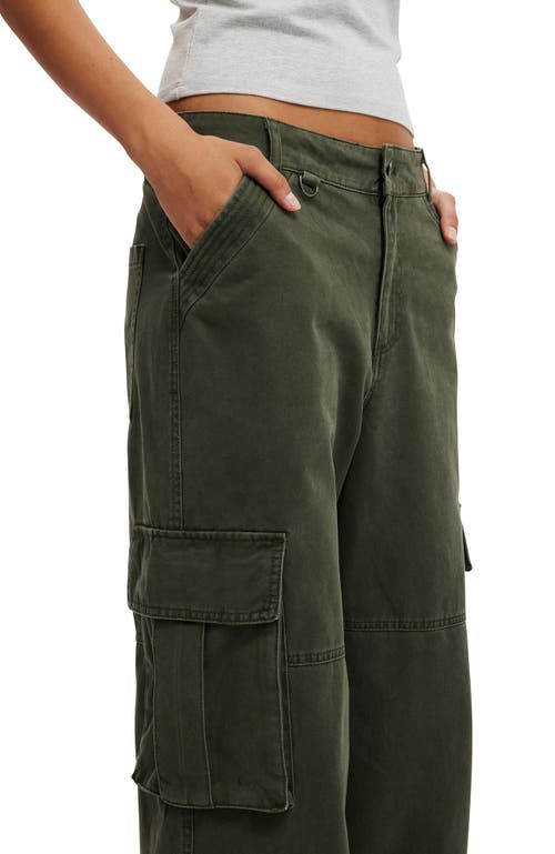 Cotton On Benny Cargo Pant In Dark Washed Green