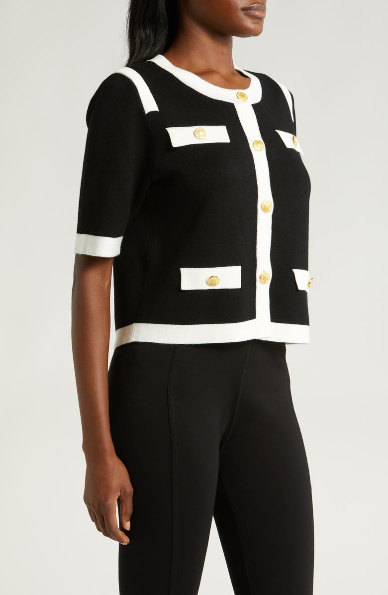 Tahari ASL Short Sleeve Sweater Jacket, Alternate, color, 