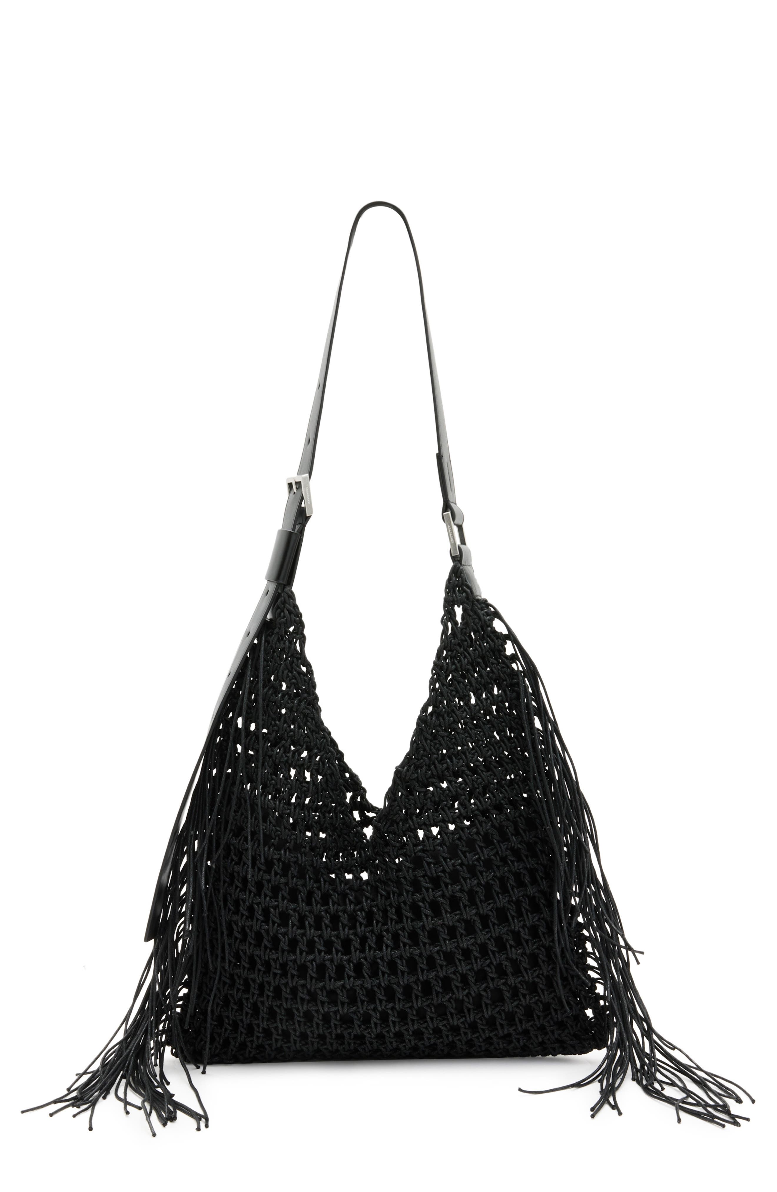 AllSaints Sabine Macramé Shoulder Bag, Main, color, 