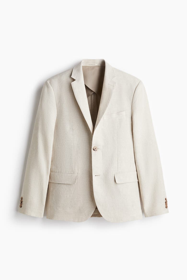 Slim Fit Linen Jacket, Alternate, color, Light beige