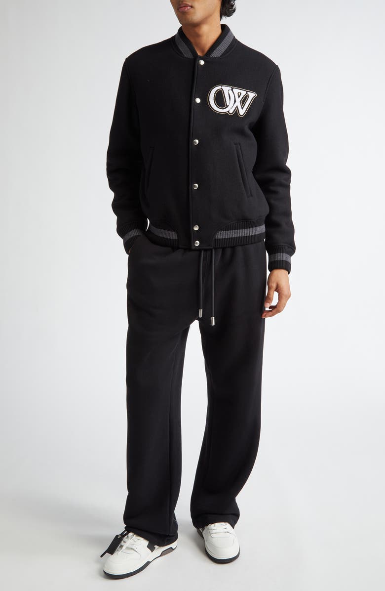 Off-White Varsity Wool Blend Bomber Jacket, Alternate, color,